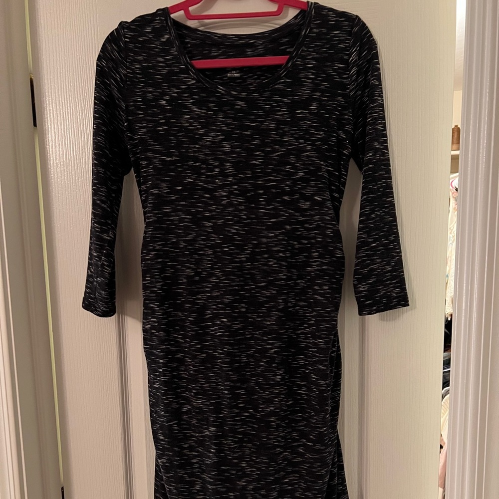 Black, speckled maternity dress